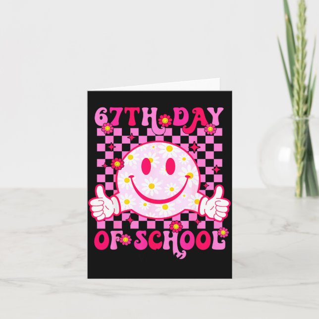 67th Day Of School Vibes 67 Meme Cute Smile Face T Card (Front)