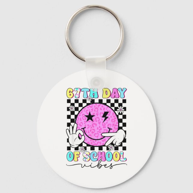 67th Day Of School Vibes Funny Six Seven 67 Meme  Keychain (Front)
