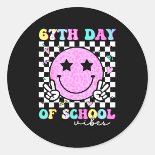 67th Day Of School Vibes Smile Face 67 Six Seven M Classic Round Sticker