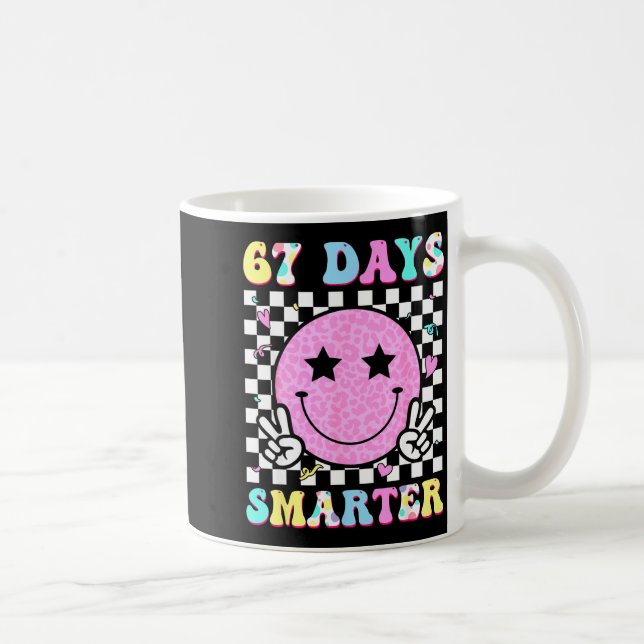 67th Days Smarter Smile Face 67 Days School Teache Coffee Mug (Right)