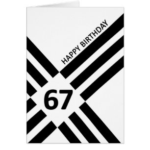 67th Diagonal Black Line Design Birthday Cards