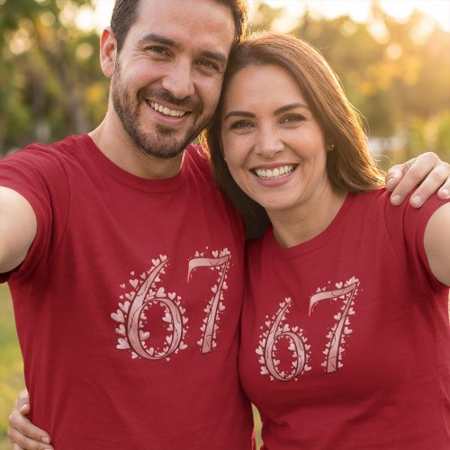 67th Romantic Heart Number Valentine&#39;s  T-Shirt