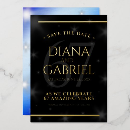 67th Star Sapphire Anniversary Save the Date Foil Invitation