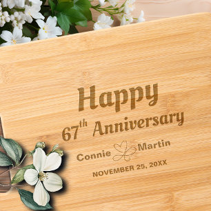 67th Wedding Anniversary Elegant Engraved Cutting Board