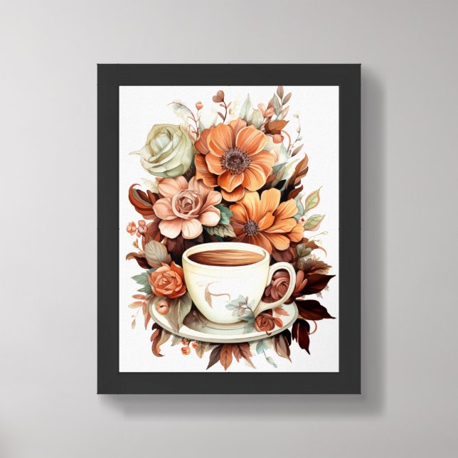 68 Cup of Coffee Flowers Framed Art (Framed Front)