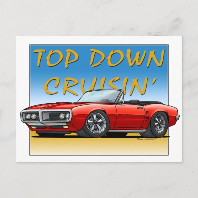 68 Firebird red convertible Postcard (Front)