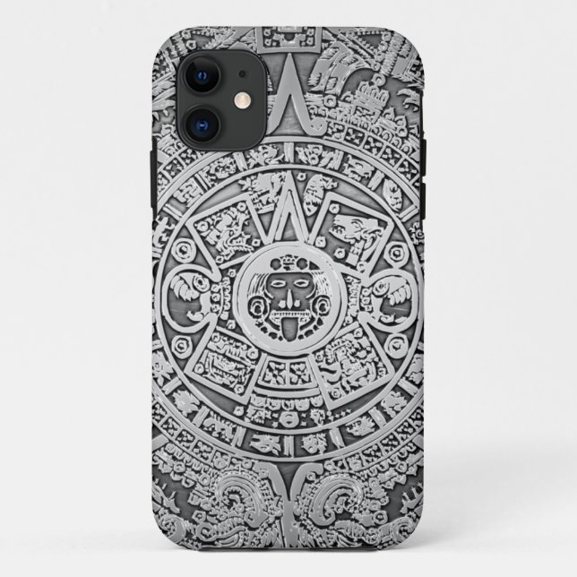 [68] Mayan [Aztec] Calendar [Silver] Case-Mate iPhone Case (Back)