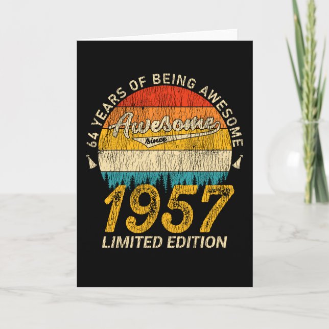 68 Year Old 1957 Retro Awesome 68th Birthday Gift Card (Front)