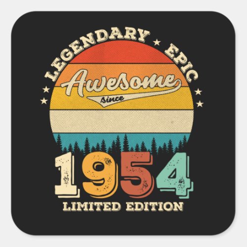 68 Year Old Awesome Since 1954 68th Birthday Gift Square Sticker