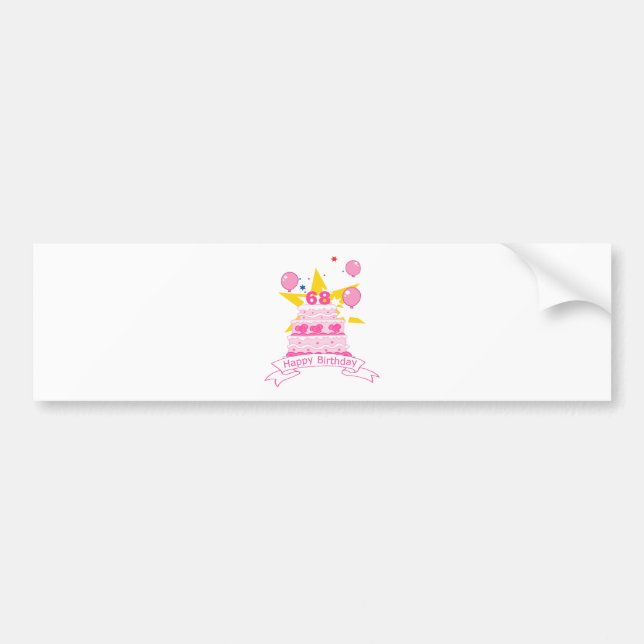 68 Year Old Birthday Cake Bumper Sticker (Front)