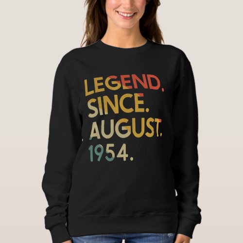 68 Years Old Vintage Legend Since August 1954 68th Sweatshirt