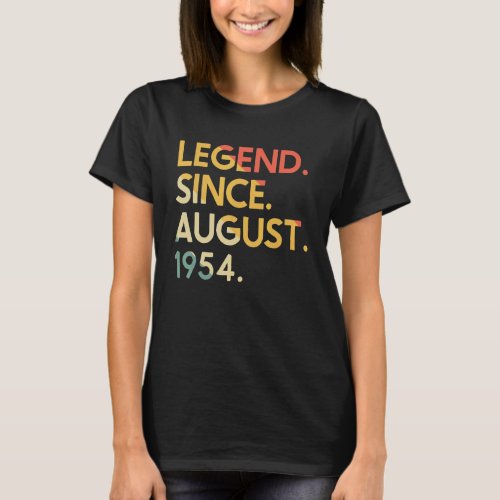 68 Years Old Vintage Legend Since August 1954 68th T_Shirt