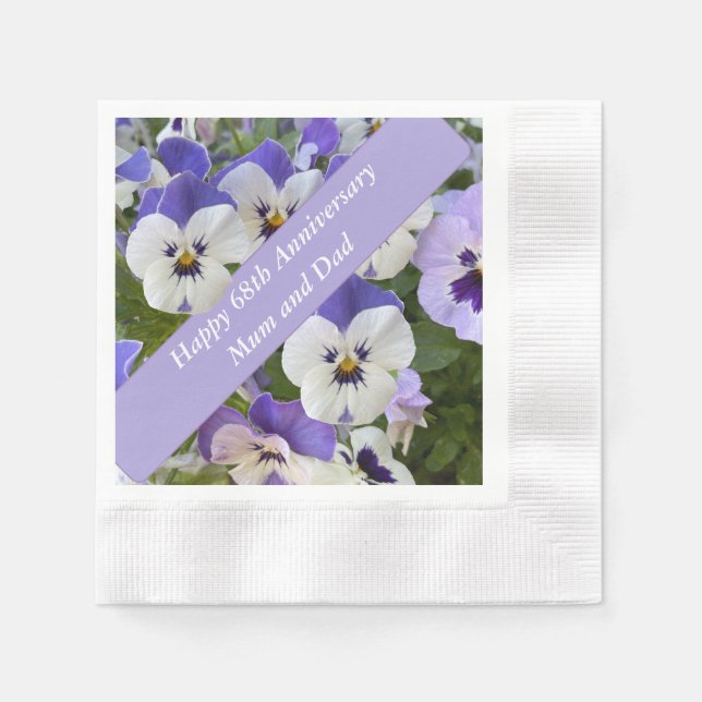 68th Anniversary Editable Napkins (Front)