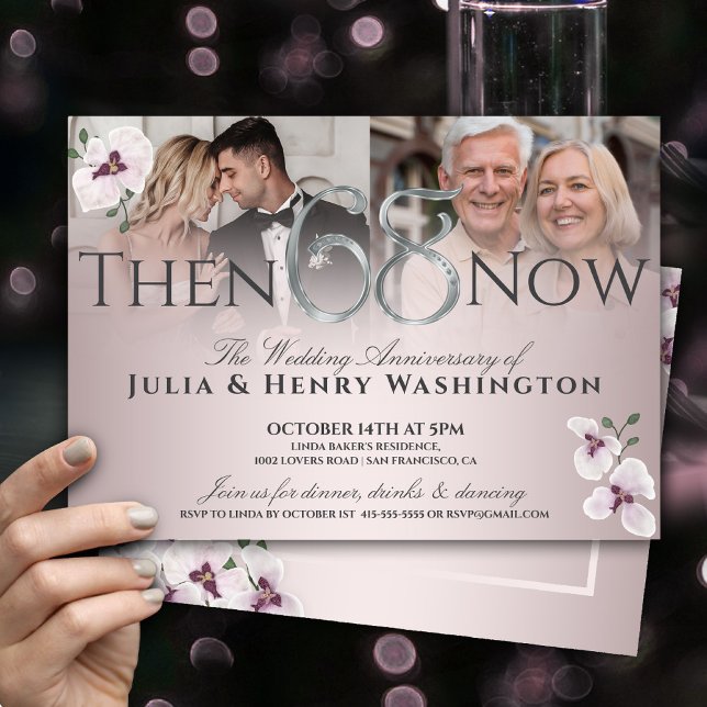 68th Anniversary Refined Orchid Then And Now Invitation (Creator Uploaded)
