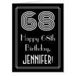 [ Thumbnail: 68th Birthday — Art Deco Inspired Look “68” + Name Card ]
