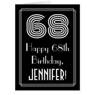 68th Birthday — Art Deco Inspired Look “68” + Name Card