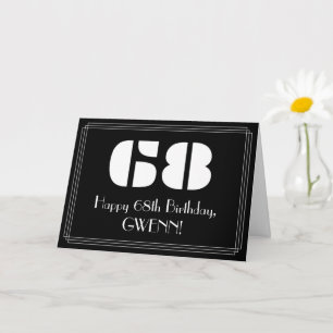 68th Birthday: Art Deco Inspired Look "68" & Name Card