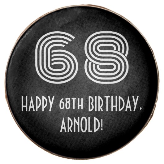 68th Birthday - Art Deco Inspired Look "68", Name Chocolate Covered Oreo (Front)