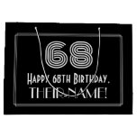 [ Thumbnail: 68th Birthday — Art Deco Inspired Look "68" & Name Gift Bag ]