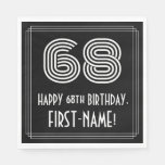 [ Thumbnail: 68th Birthday: Art Deco Inspired Look "68" + Name Napkins ]