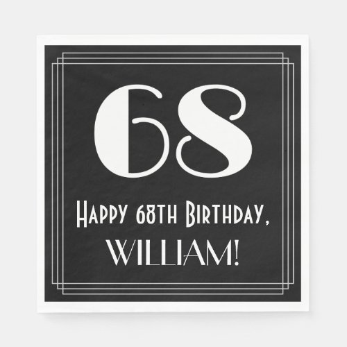 68th Birthday  Art Deco Inspired Look 68 Name Napkins