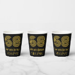 [ Thumbnail: 68th Birthday: Art Deco Inspired Look “68” & Name Paper Cups ]