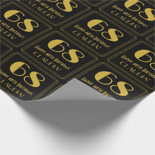 68th Birthday ~ Art Deco Inspired Look "68", Name Wrapping Paper