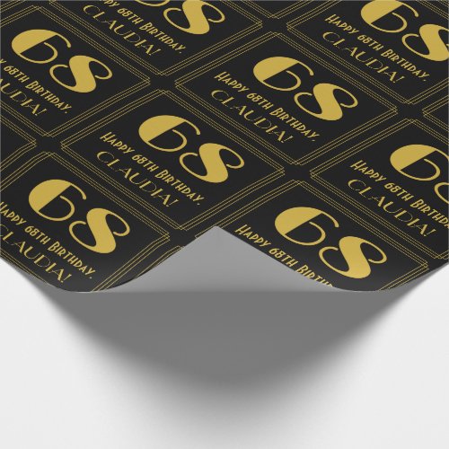 68th Birthday  Art Deco Inspired Look 68 Name Wrapping Paper