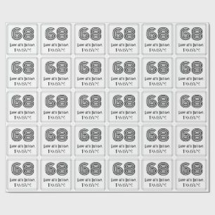 68th Birthday: Art Deco Inspired Style "68" + Name Wrapping Paper