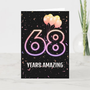 68th Birthday Balloons and Confetti Card