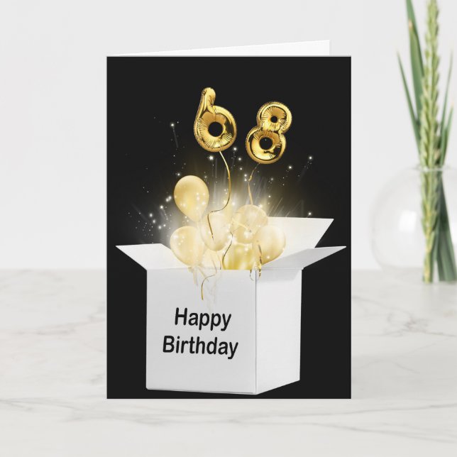 68th Birthday Balloons In White Box Card (Front)