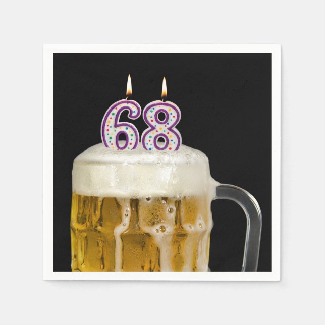 68th Birthday Beer on black Napkins (Front)
