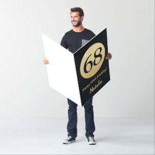 68th Birthday Black Gold Glitter Extra Large Jumbo Card