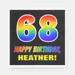 [ Thumbnail: 68th Birthday: Bold, Fun, Simple, Rainbow 68 Napkins ]
