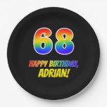 [ Thumbnail: 68th Birthday: Bold, Fun, Simple, Rainbow 68 Paper Plates ]