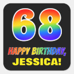 [ Thumbnail: 68th Birthday: Bold, Fun, Simple, Rainbow 68 Sticker ]