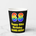 [ Thumbnail: 68th Birthday: Colorful, Fun, Exciting, Rainbow 68 Paper Cups ]