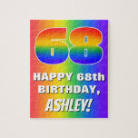 [ Thumbnail: 68th Birthday: Colorful, Fun Rainbow Pattern # 68 Jigsaw Puzzle ]