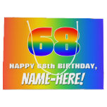 [ Thumbnail: 68th Birthday: Colorful, Fun Rainbow Pattern # 68 Gift Bag ]