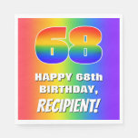 [ Thumbnail: 68th Birthday: Colorful, Fun Rainbow Pattern # 68 Napkins ]