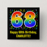 [ Thumbnail: 68th Birthday: Colorful Music Symbols, Rainbow 68 Button ]
