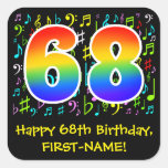 [ Thumbnail: 68th Birthday: Colorful Music Symbols, Rainbow 68 Sticker ]
