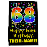 [ Thumbnail: 68th Birthday: Colorful Stars Pattern & Rainbow 68 Gift Bag ]