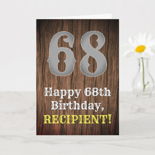 68th Birthday: Country Western Inspired Look, Name Card
