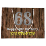 [ Thumbnail: 68th Birthday: Country Western Inspired Look, Name Gift Bag ]