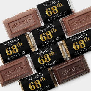 68th Birthday — Elegant, Faux Gold Look 68 + Name Hershey's Miniatures