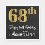[ Thumbnail: 68th Birthday ~ Elegant Luxurious Faux Gold Look # Napkins ]
