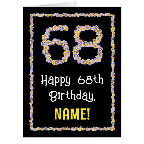 68th Birthday Floral Flowers Number 68  Name Card