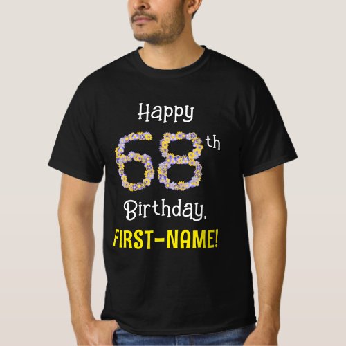 68th Birthday Floral Flowers Number 68  Name T_Shirt