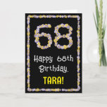 [ Thumbnail: 68th Birthday: Floral Flowers Number, Custom Name Card ]